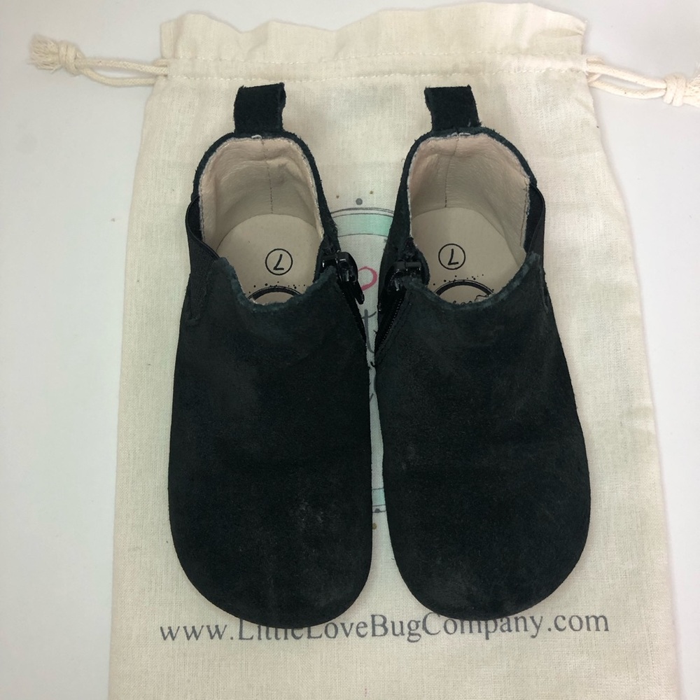 Little Love Bug Black Suede Reagan Chelsea Boots